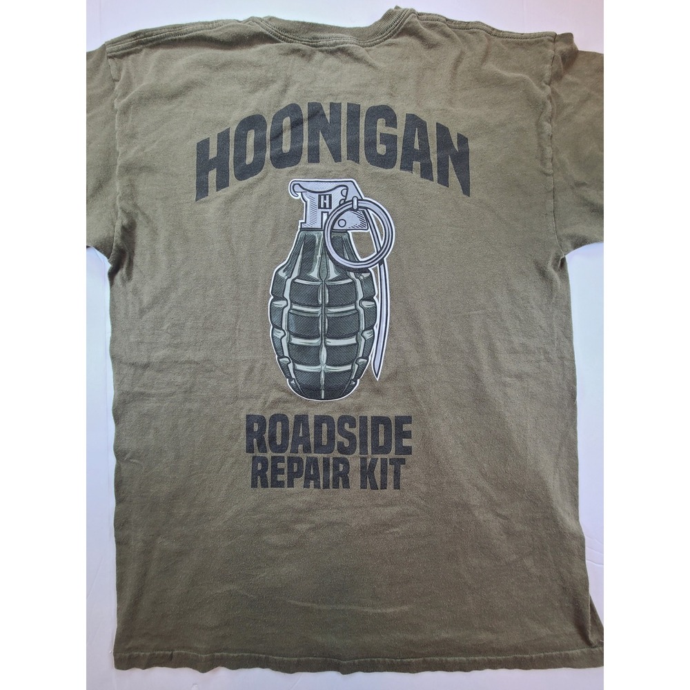 Hoonigan Grenade Roadside Repair Kit Graphic T Shirt Olive Green Mens‎ Size L